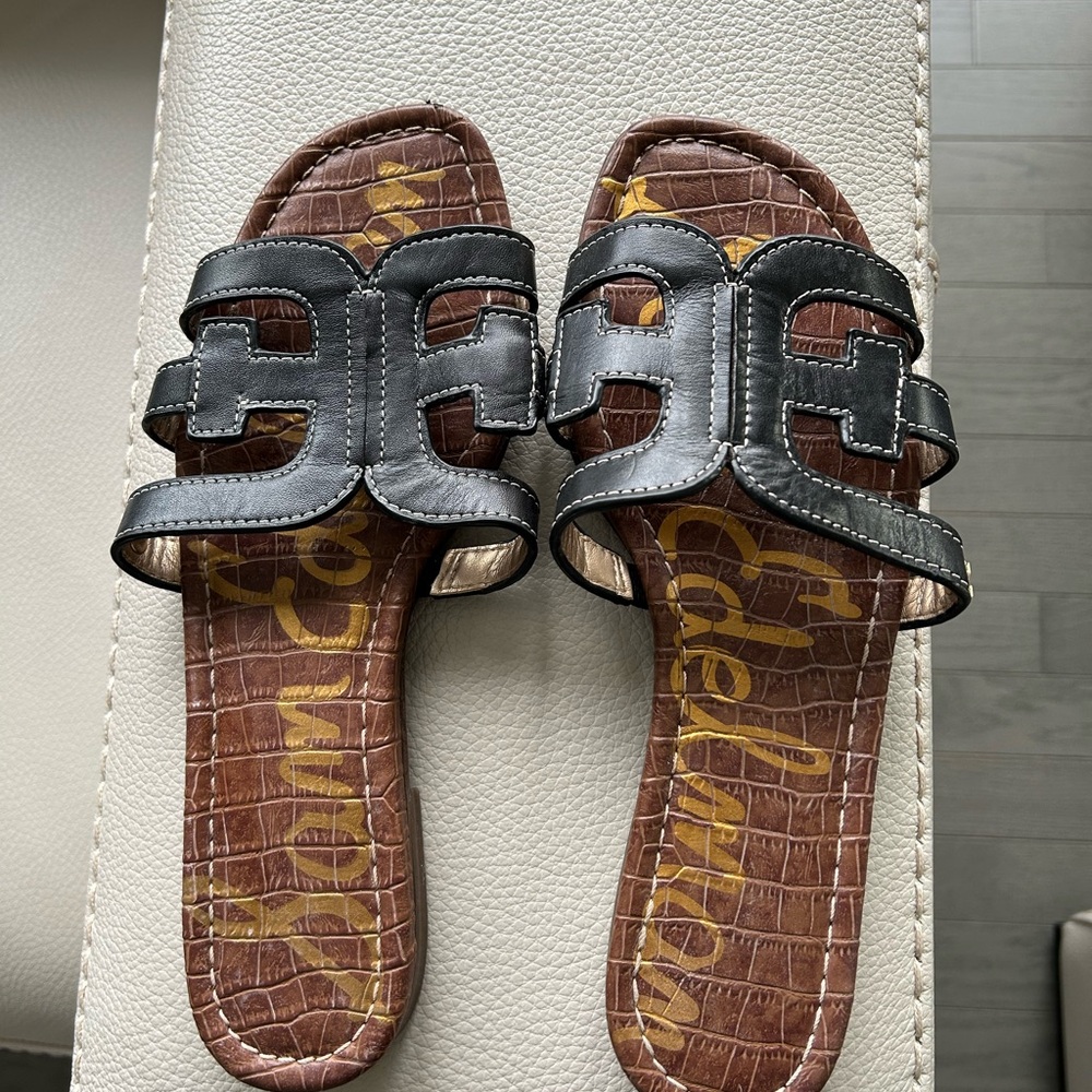 Sam Edelman Black and Brown Slide Sandals